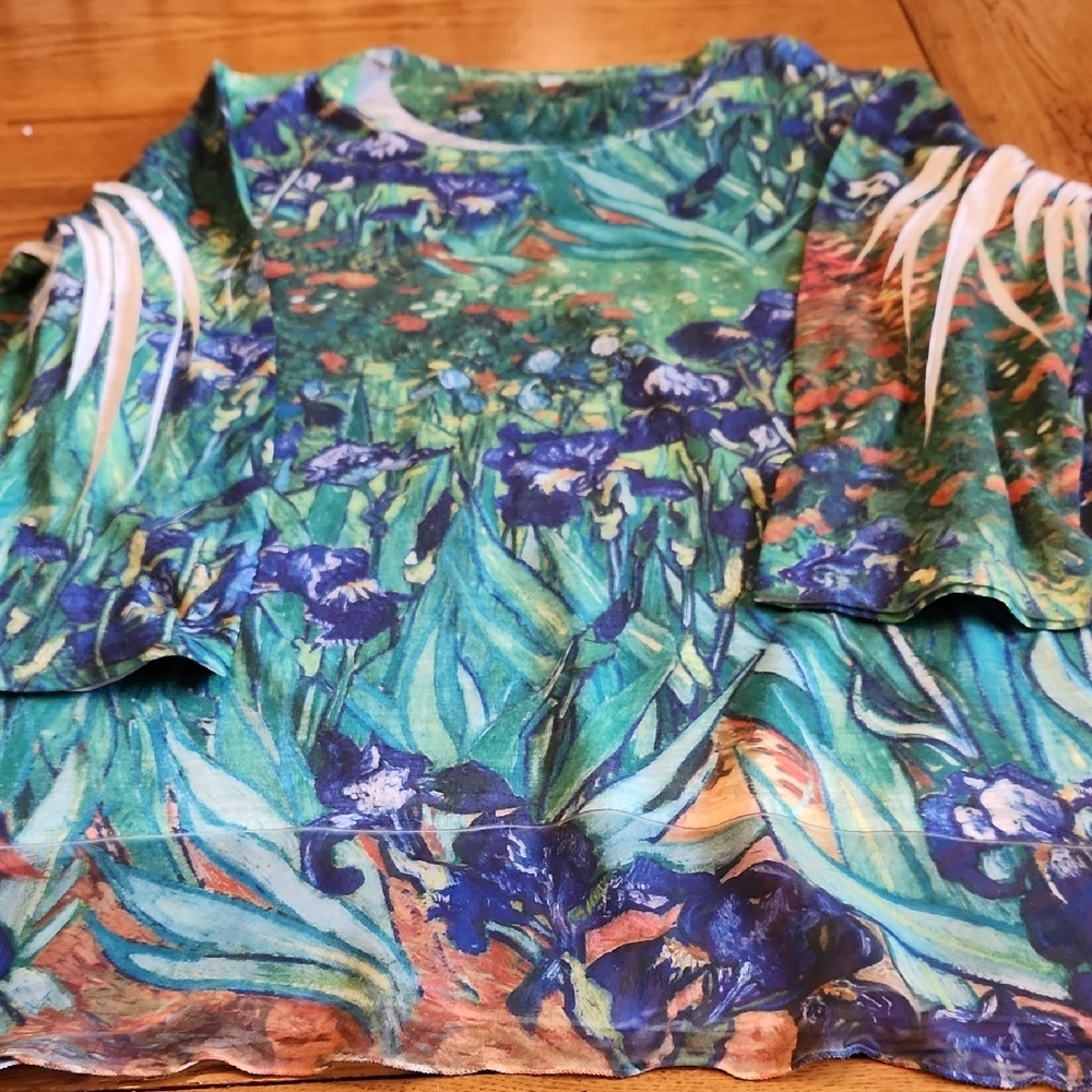Source Unknown Floral Green and Blue Blouse - Picture 9 of 9